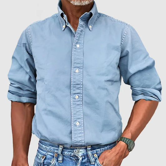 Henry - Vintage Long-Sleeve Washed Shirt for Men