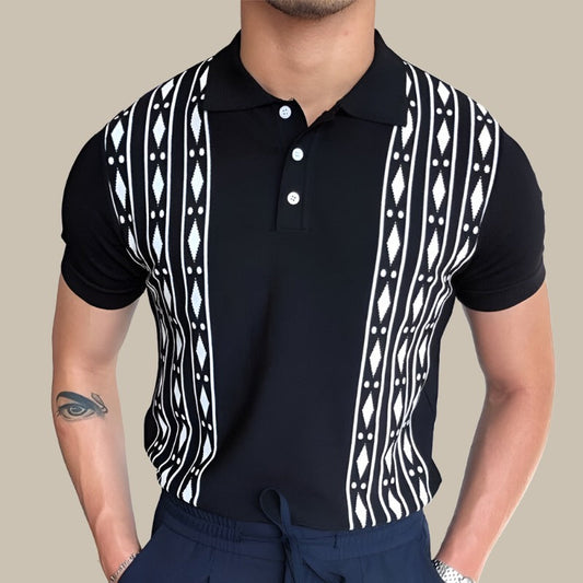 Narciso - Casual polo with short sleeves and captivating pattern