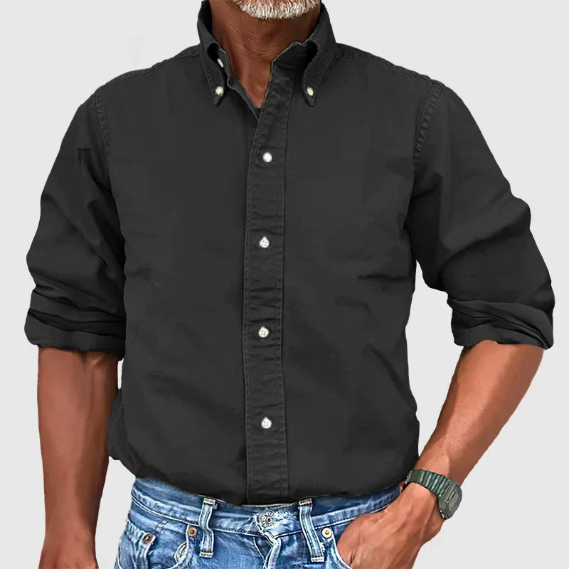 Henry - Vintage Long-Sleeve Washed Shirt for Men