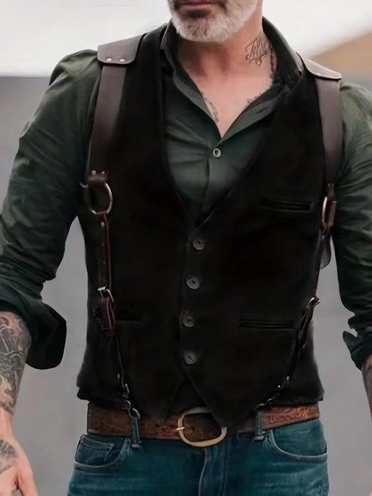 Gilet vintage da uomo con scollo a V reversibile