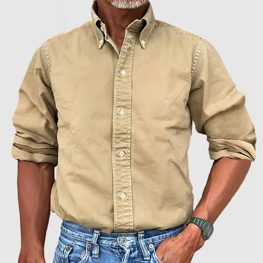 Henry - Vintage Long-Sleeve Washed Shirt for Men