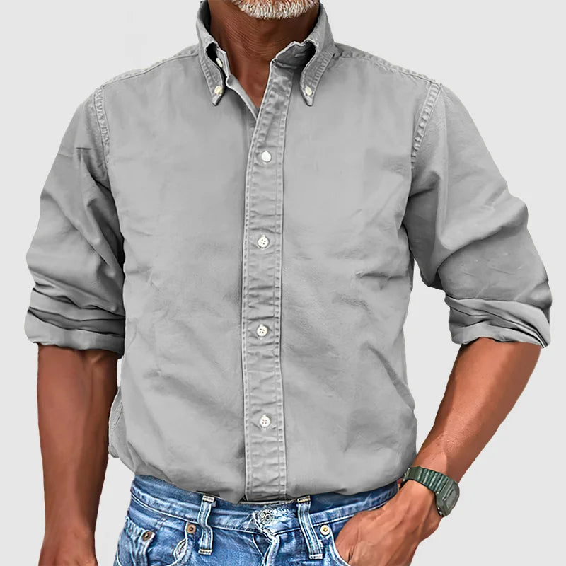 Henry - Vintage Long-Sleeve Washed Shirt for Men
