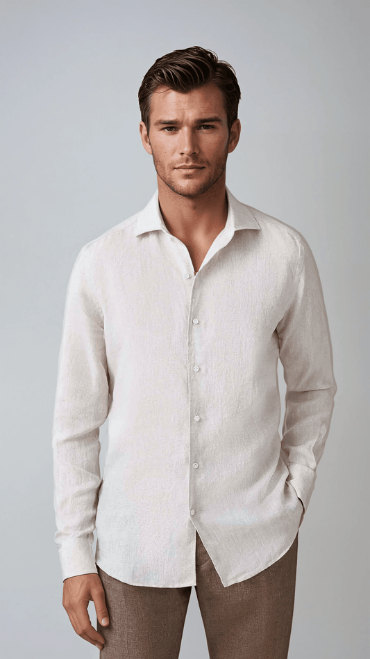 Beige Linen Shirt for Men - Breathable & Stylish Casual Wear
