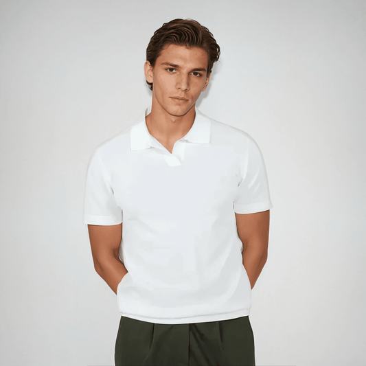 Buttonless White Polo Shirt - Stylish & Comfortable