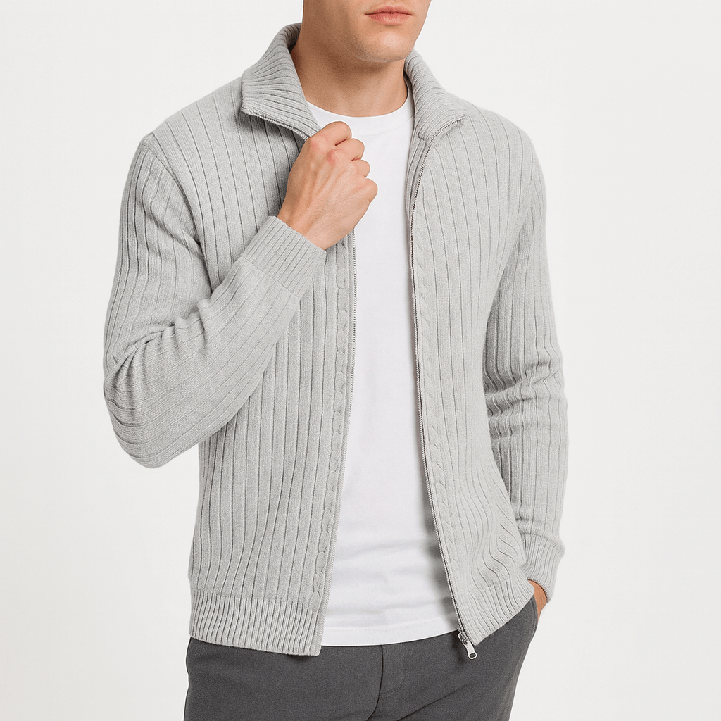LUXEOUTFIT | Ribbed Knit Cardigan with Open Front