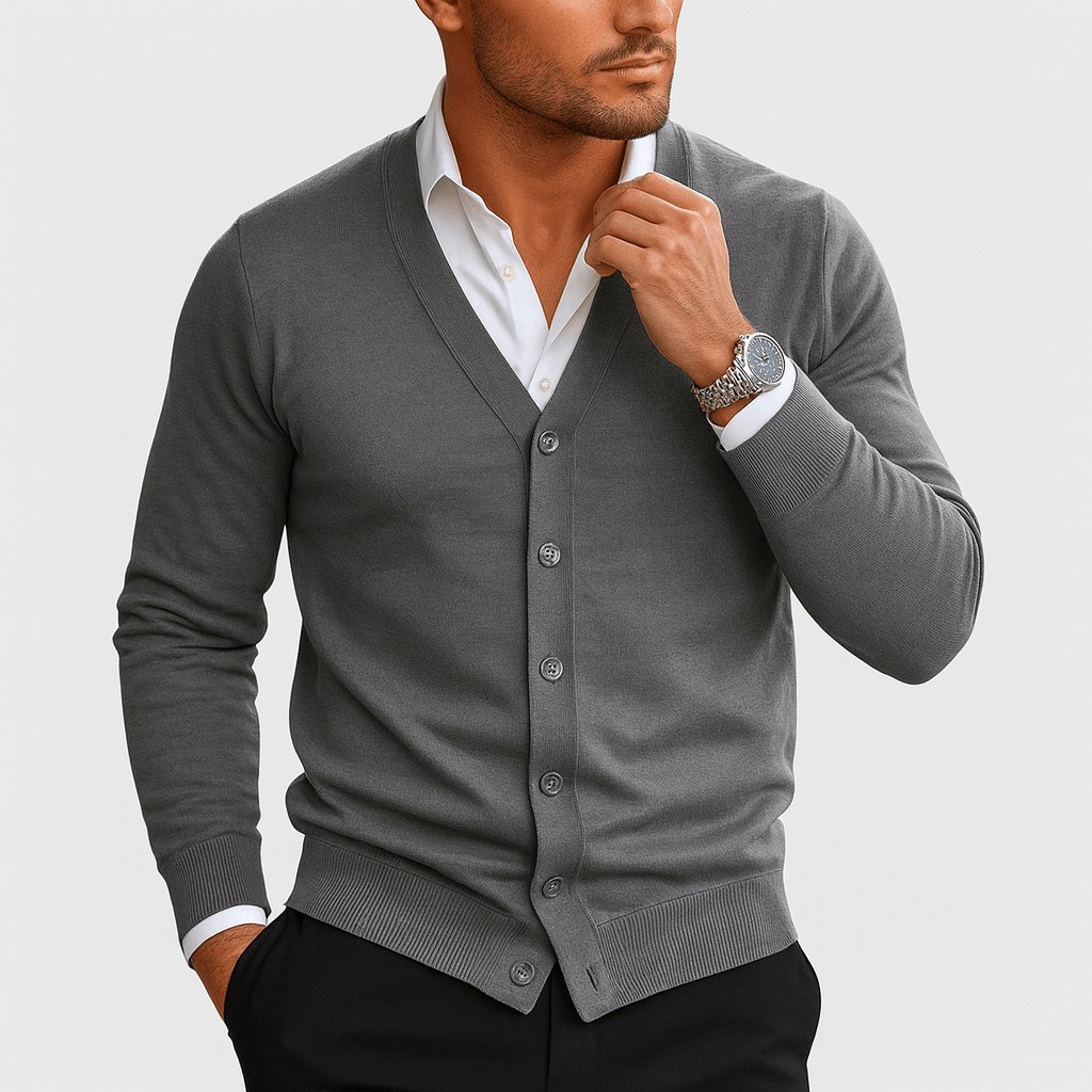 LUXEOUTFIT | Slim Fit V-Neck Cardigan