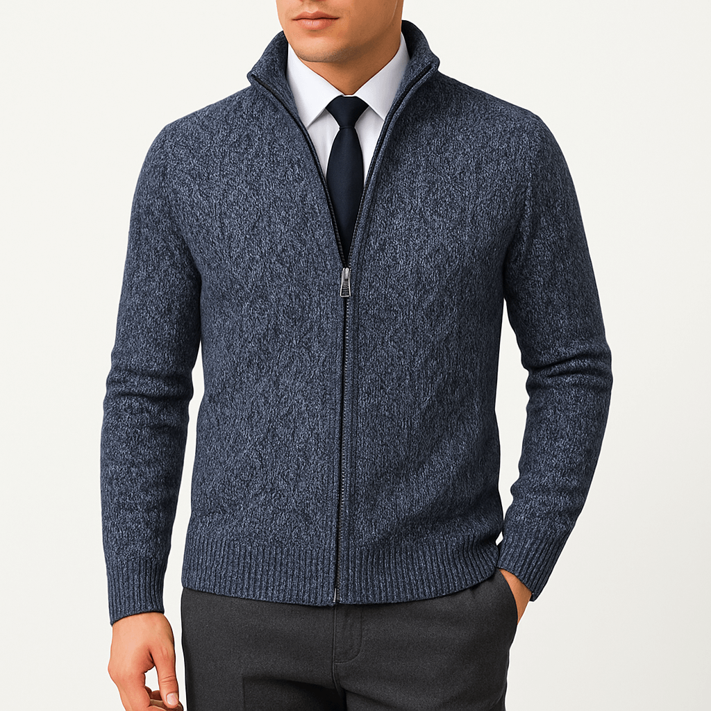 LUXEOUTFIT | Cable-Knit Zip Cardigan