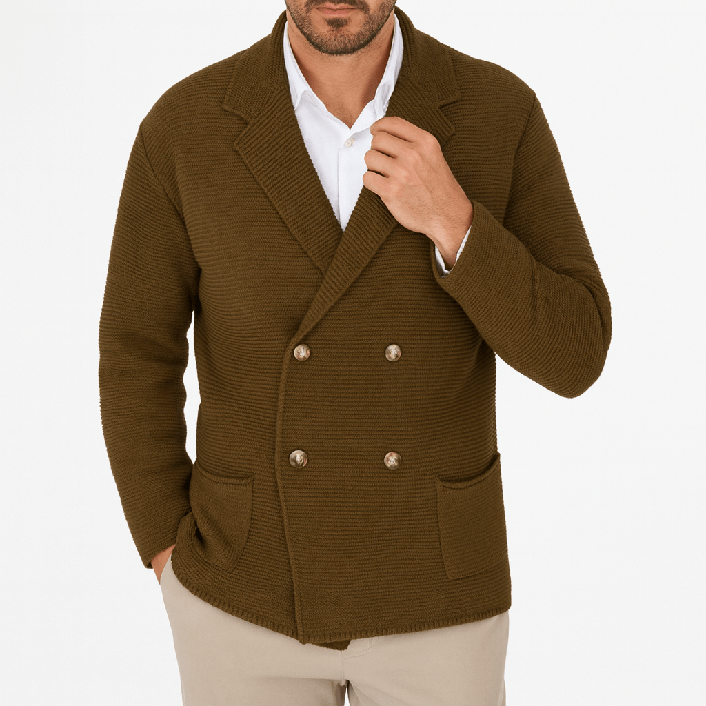 LUXEOUTFIT | Double-Breasted Knit Cardigan
