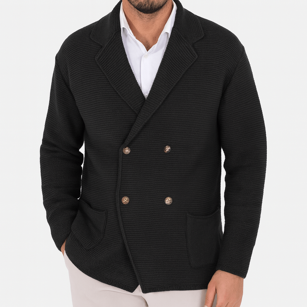LUXEOUTFIT | Double-Breasted Knit Cardigan