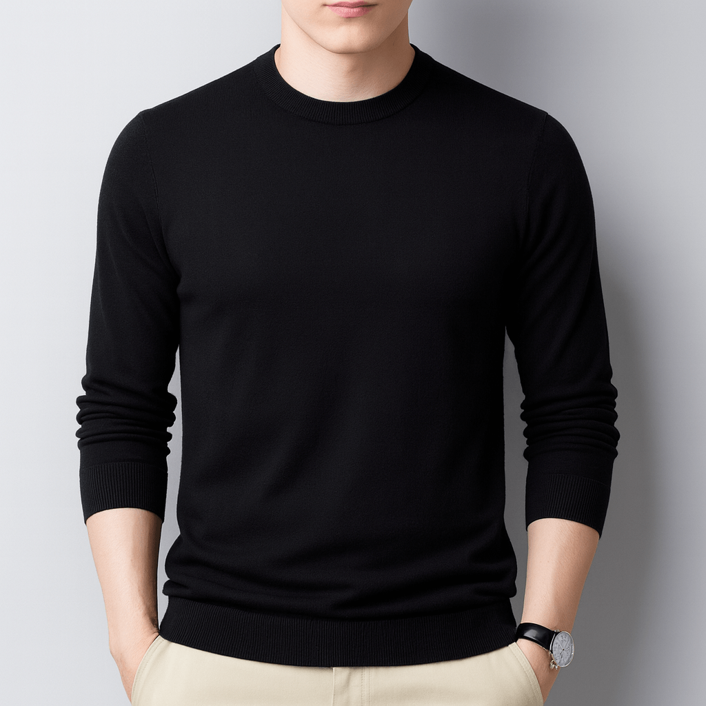 LUXEOUTFIT | Slim Fit Silk Wool Feel Long-Sleeve T-Shirt