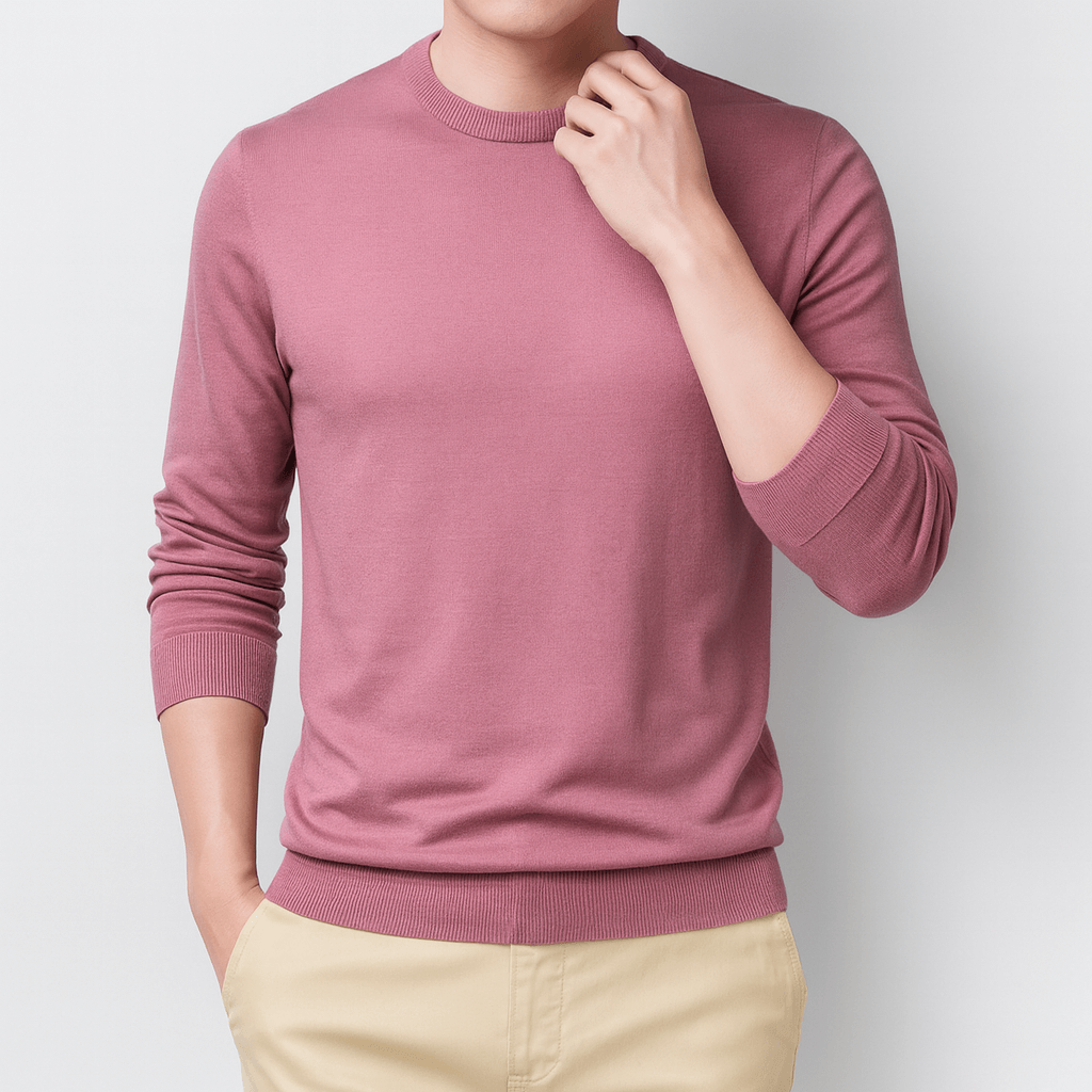 LUXEOUTFIT | Slim Fit Silk Wool Feel Long-Sleeve T-Shirt