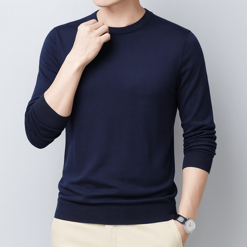 LUXEOUTFIT | Slim Fit Silk Wool Feel Long-Sleeve T-Shirt