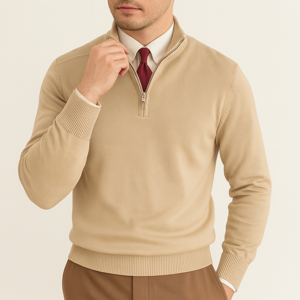 LUXEOUTFIT | Half-Zip Knit Sweater