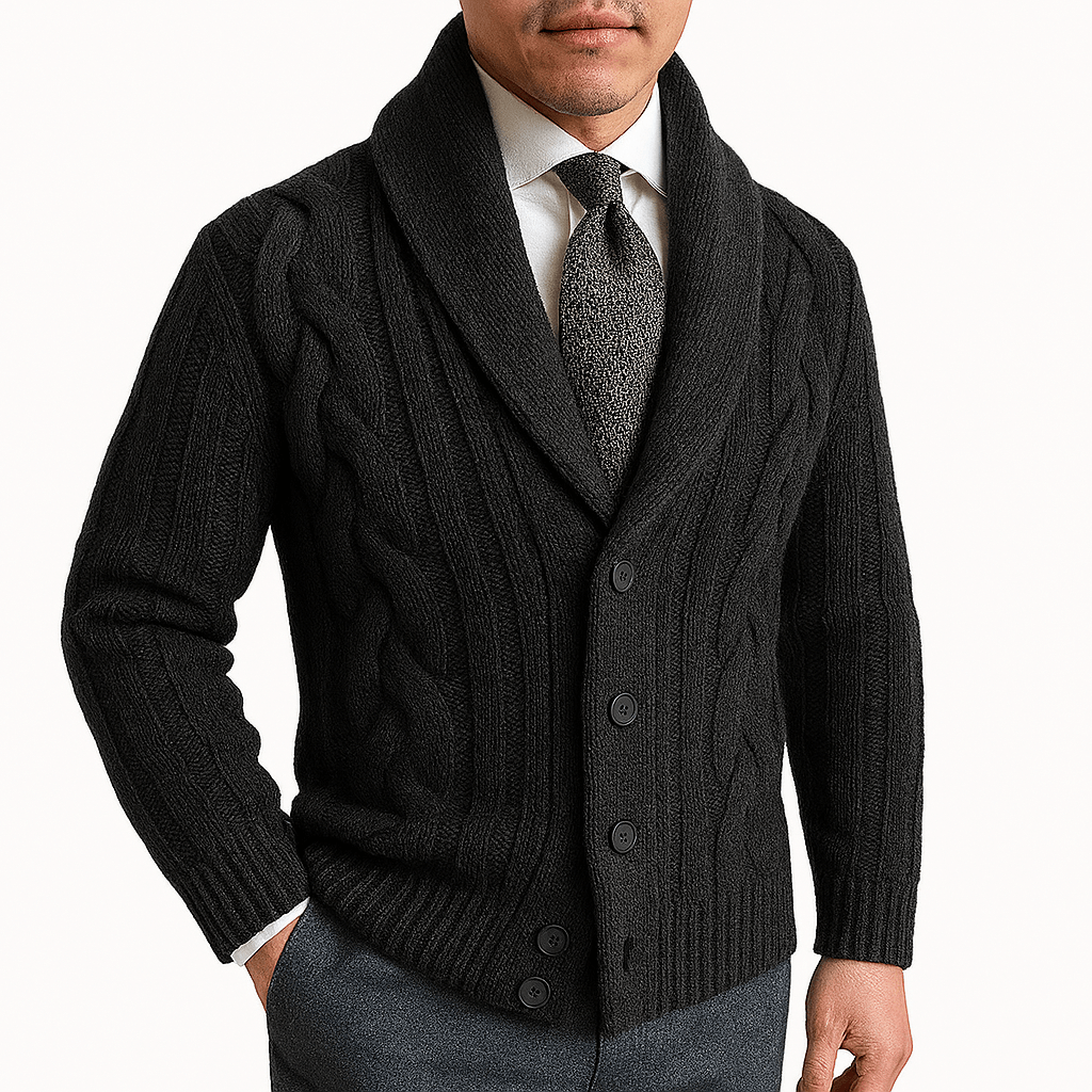 LUXEOUTFIT | Cable Knit Shawl Cardigan Sweater