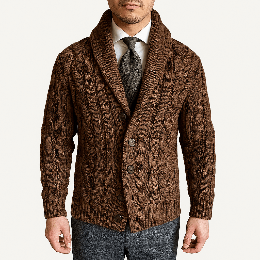 LUXEOUTFIT | Cable Knit Shawl Cardigan Sweater