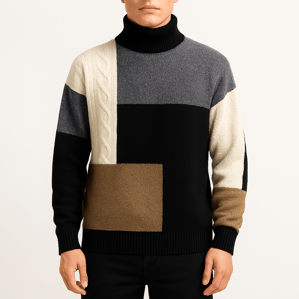 LUXEOUTFIT | Color-Block Turtleneck Sweater