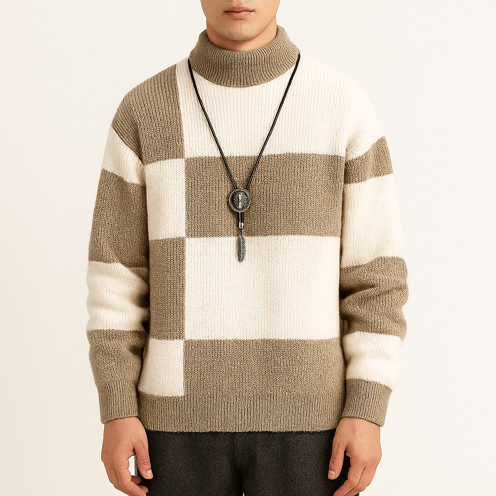 LUXEOUTFIT | Modern Color Block Turtleneck Sweater
