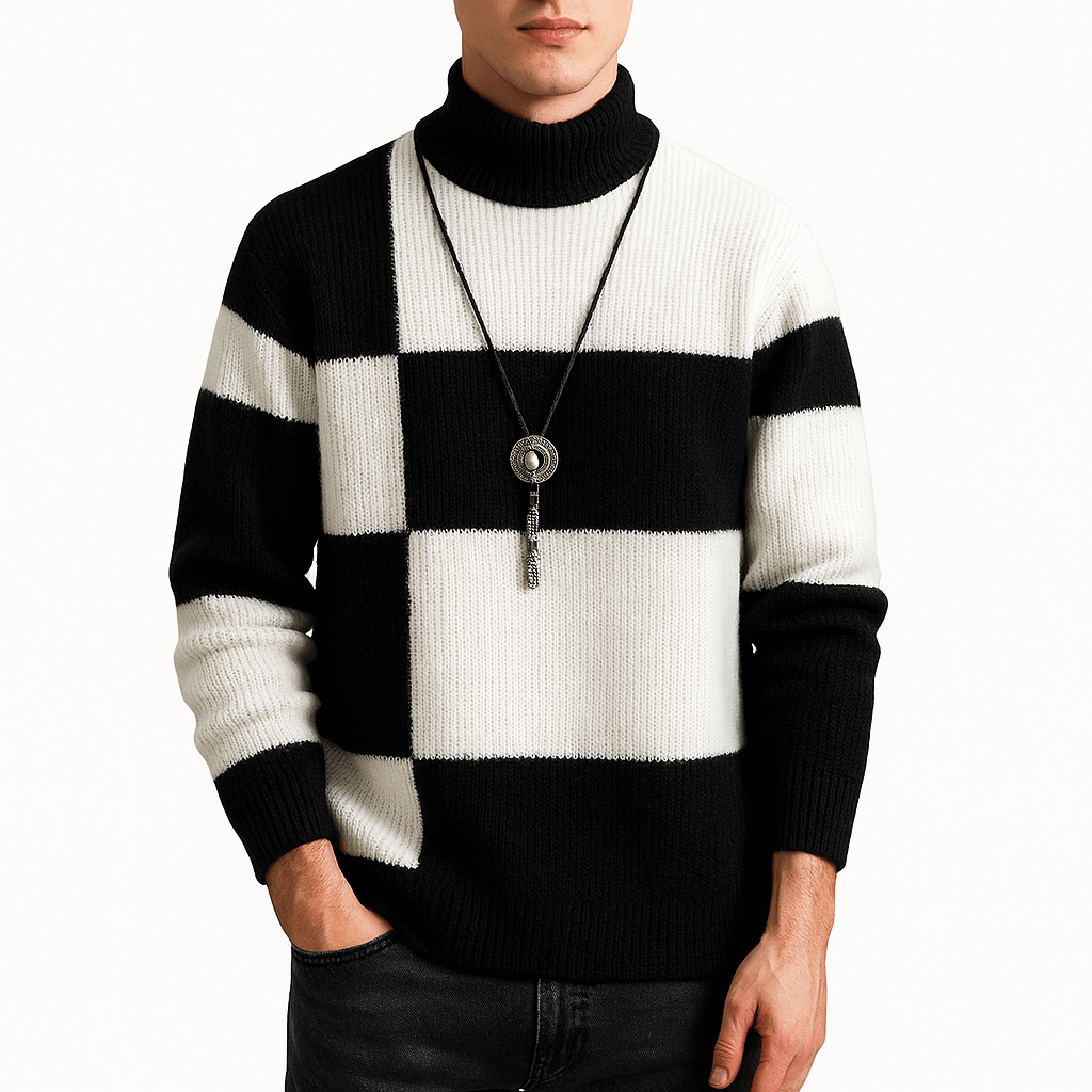 LUXEOUTFIT | Modern Color Block Turtleneck Sweater