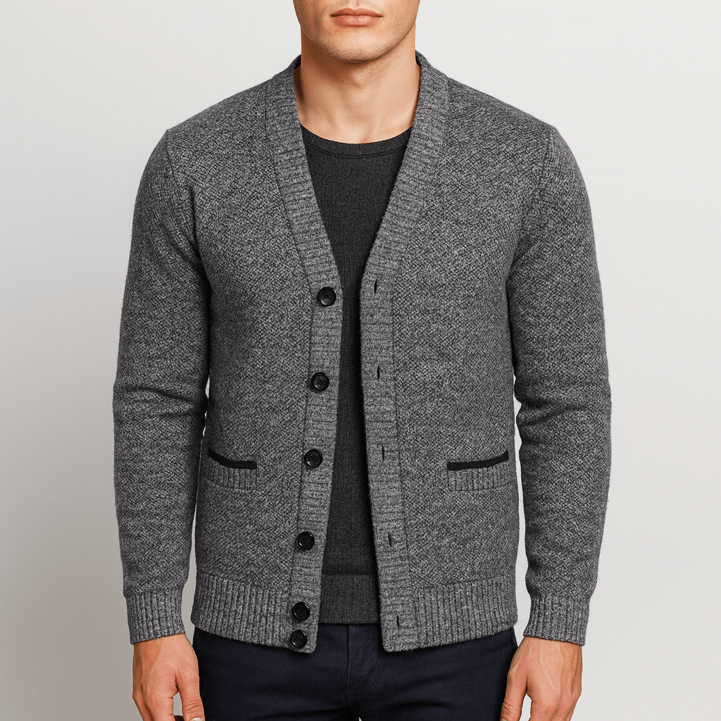 LUXEOUTFIT | Light Grey V-Neck Button Cardigan Vest
