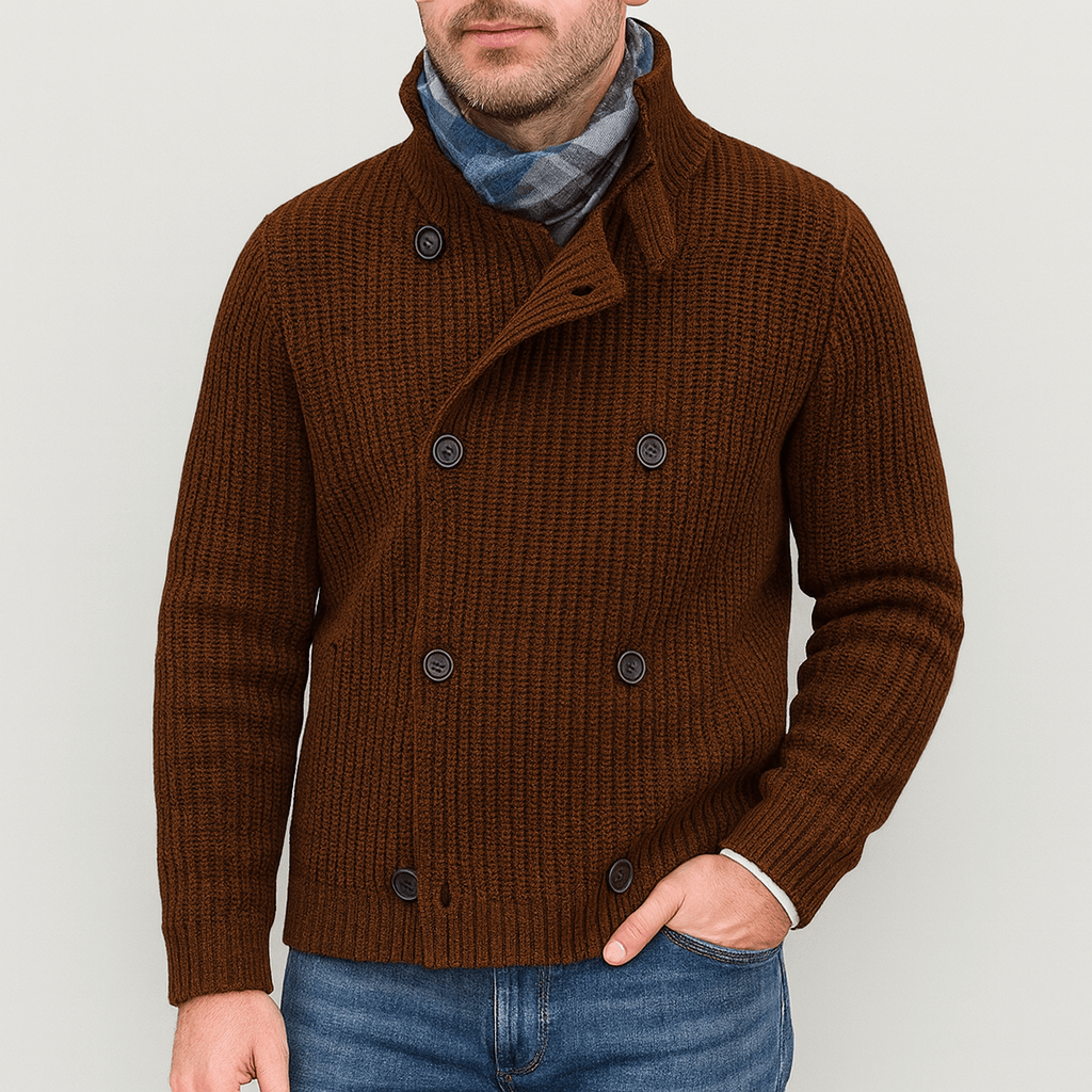 LUXEOUTFIT | Double-Breasted Knit Cardigan