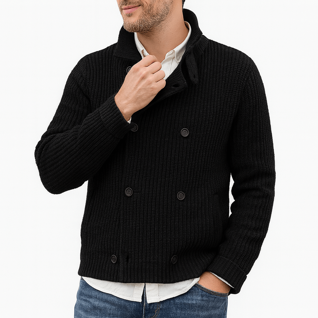 LUXEOUTFIT | Double-Breasted Knit Cardigan