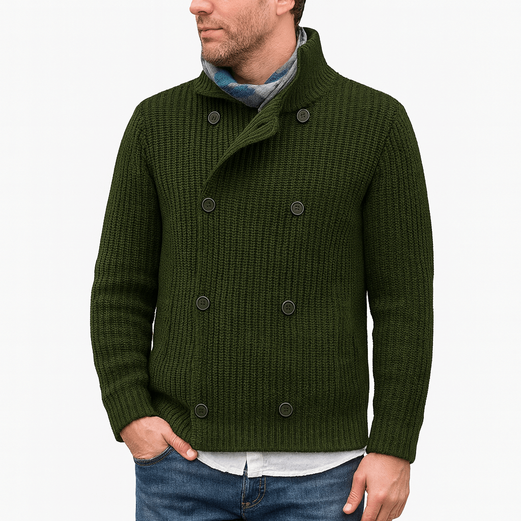LUXEOUTFIT | Double-Breasted Knit Cardigan