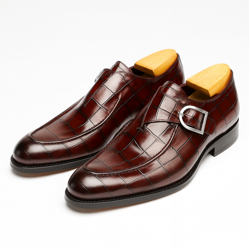 Giviny | Leather Monk Strap Shoes