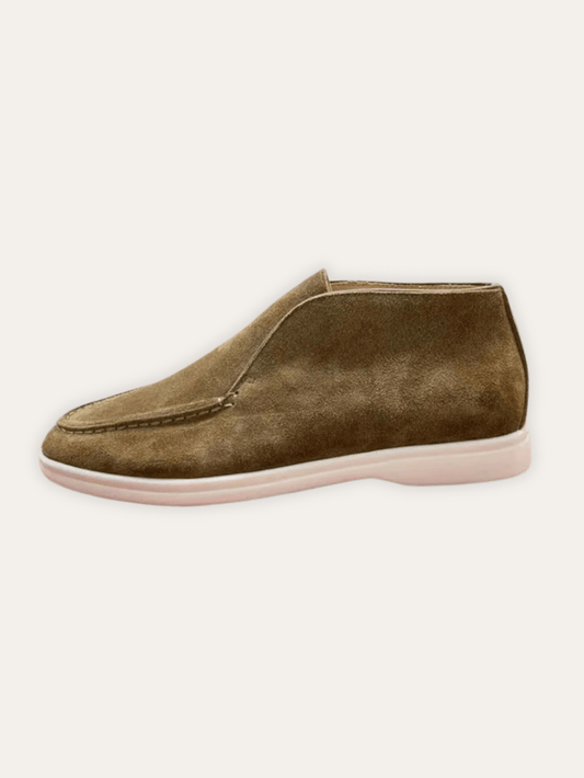 Chic Olive Green Suede High Loafers for Stylish Comfort