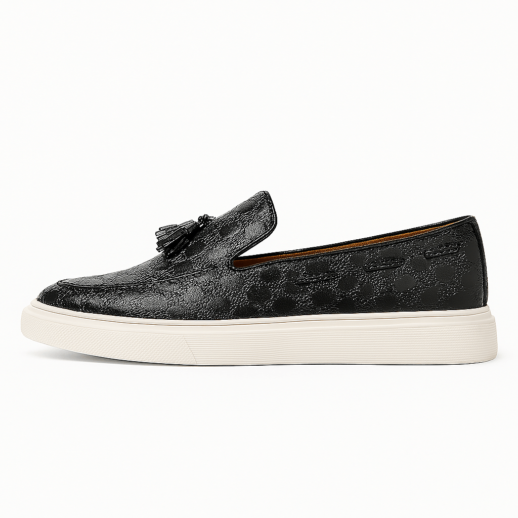 Luxeoutfit | Textured Leather Tassel Loafers