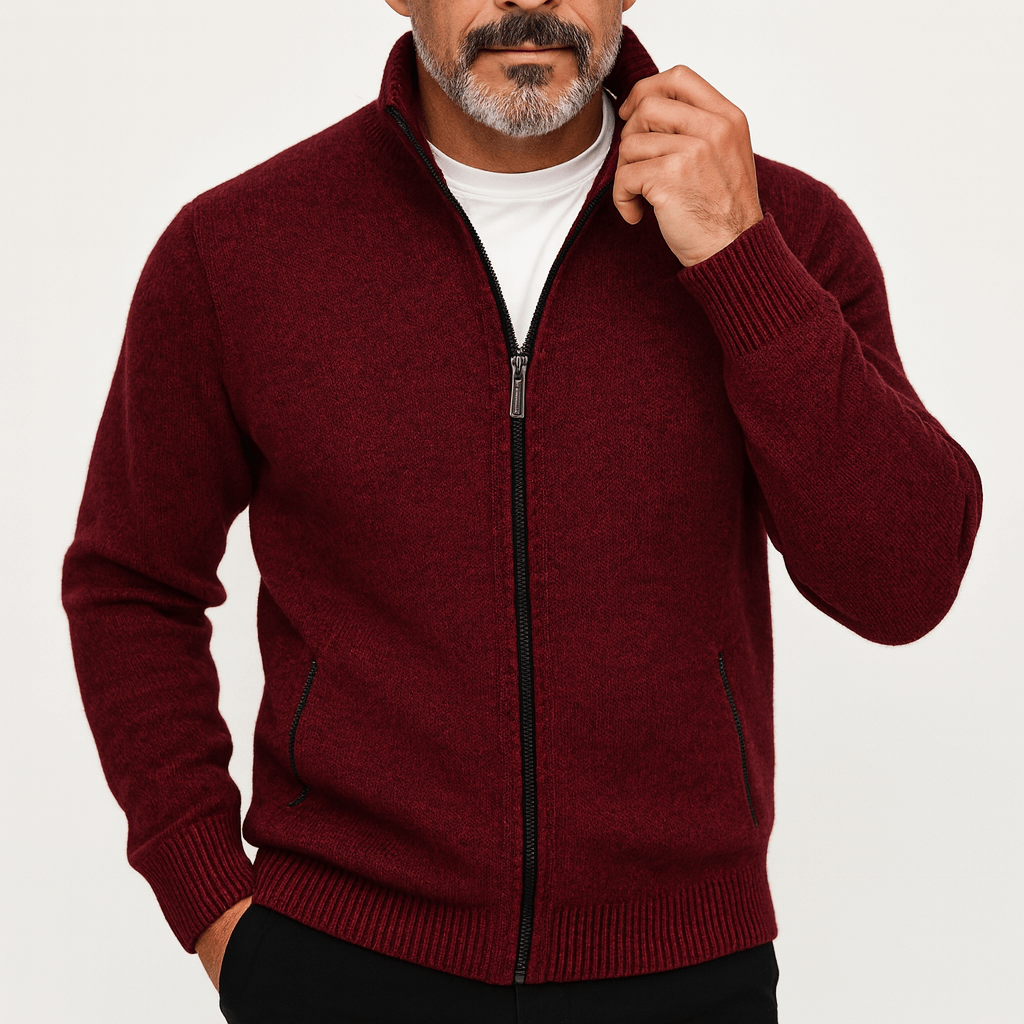 LUXEOUTFIT | High Collar Zip Cardigan