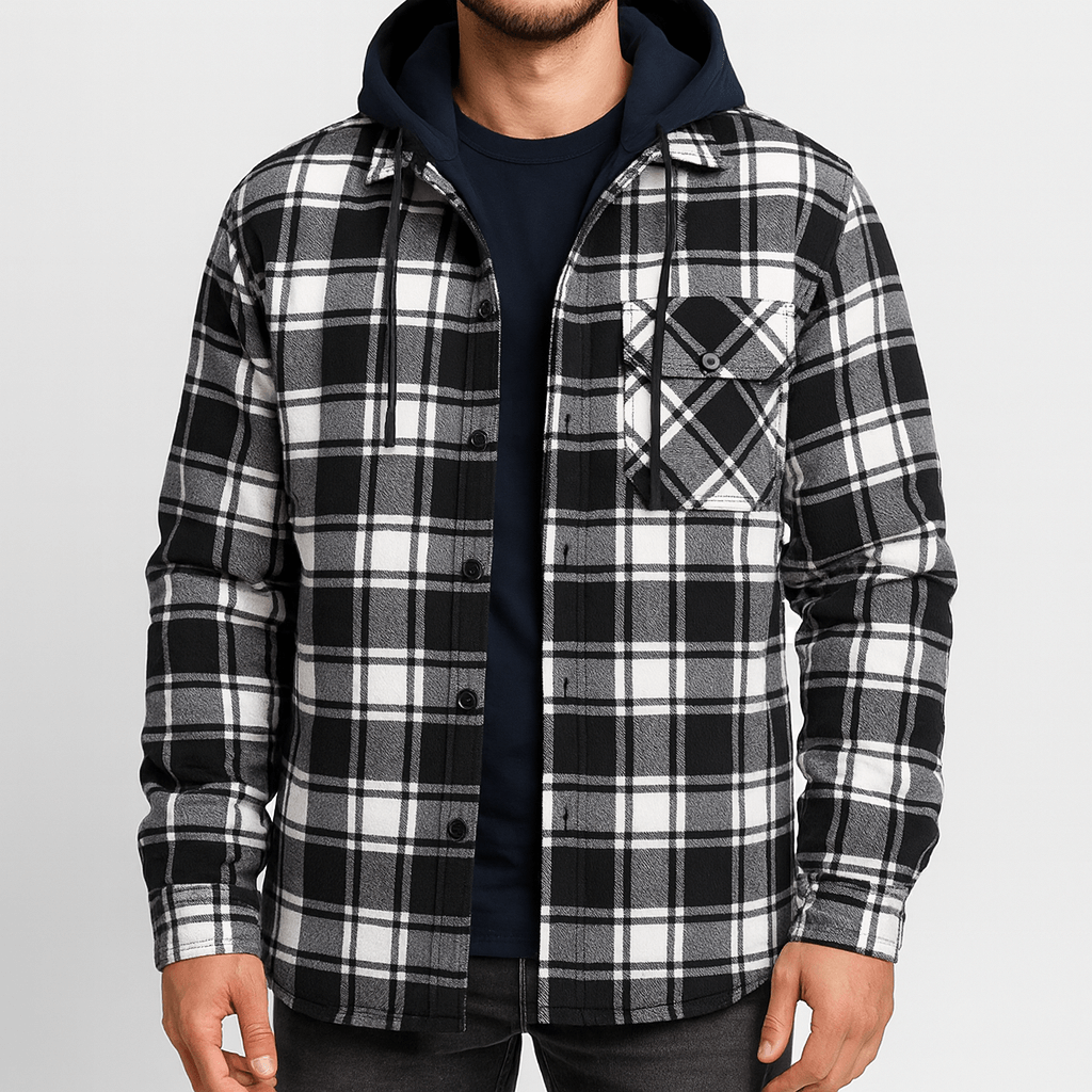 LUXEOUTFIT | Hooded Plaid Shirt Jacket