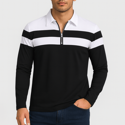 LUXEOUTFIT | Long Sleeve Zip-Collar Polo