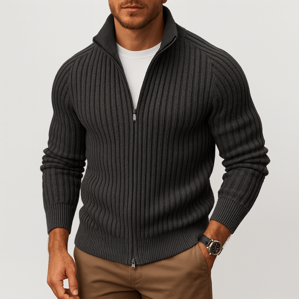 LUXEOUTFIT | Ribbed Zip Cardigan