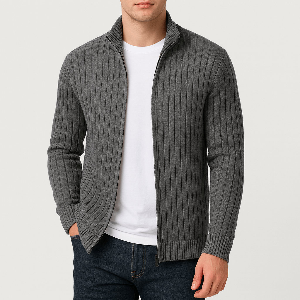 LUXEOUTFIT | Striped Zip Cardigan
