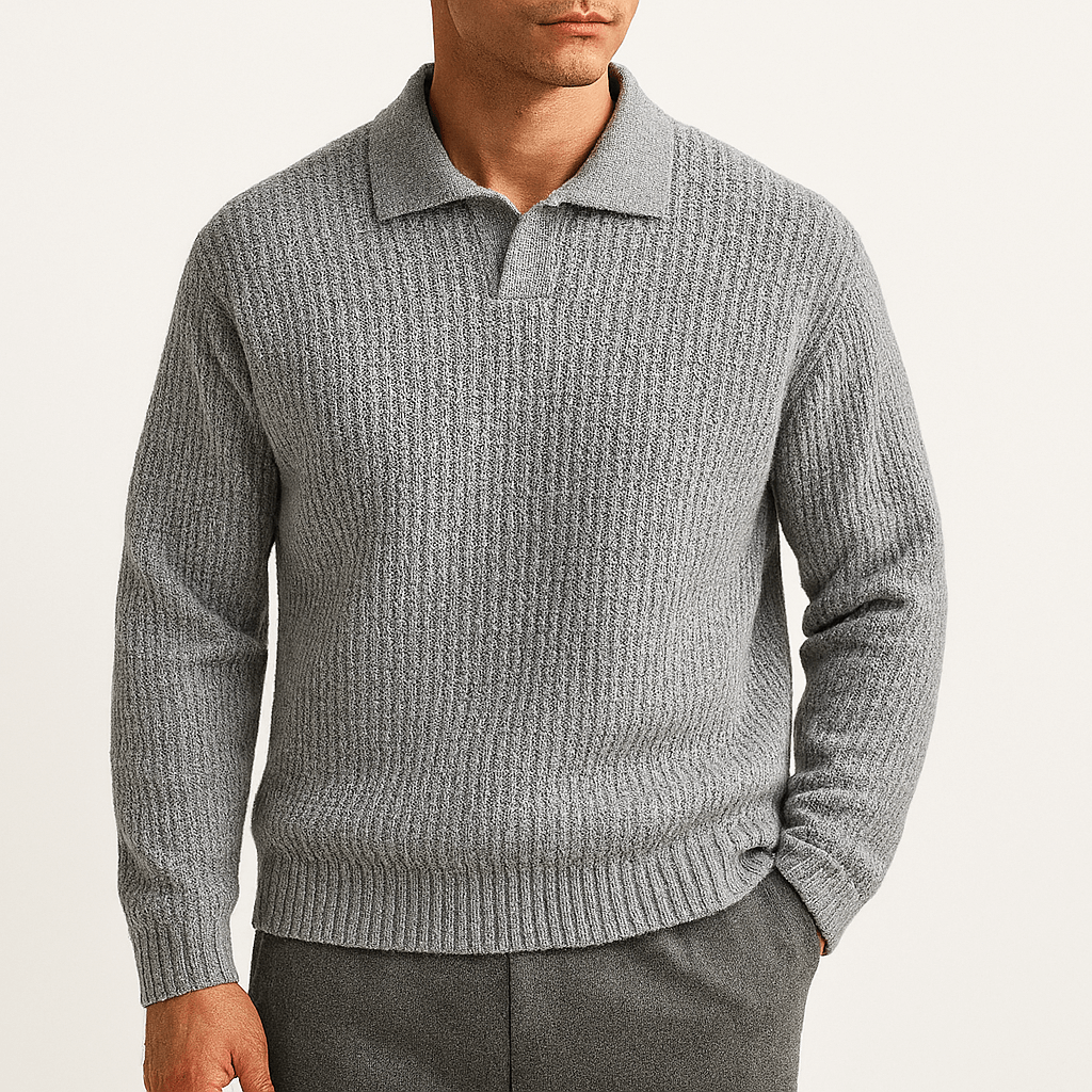 LUXEOUTFIT | Waffle Knit Polo Sweater