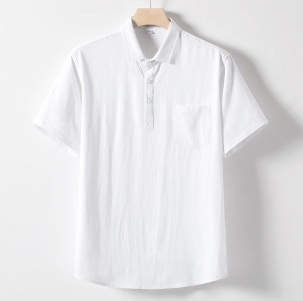 Linen Summer Polo Shirt for Men Casual Lightweight Style