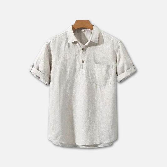 Linen Summer Polo Shirt for Men Casual Lightweight Style