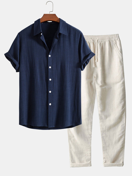 Linen Summer Set for Men - Stylish Short Sleeve Ensemble Luxeoutfit