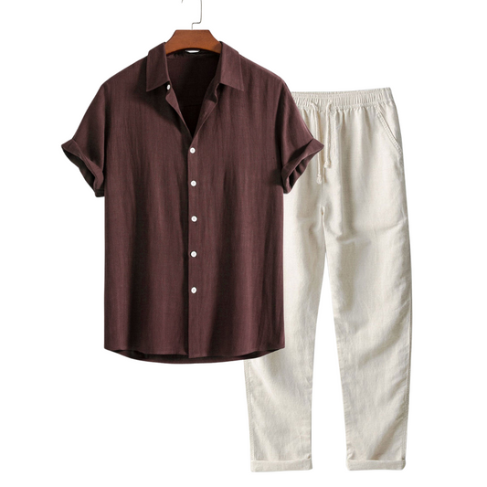 Linen Summer Set for Men - Stylish Short Sleeve Ensemble Luxeoutfit