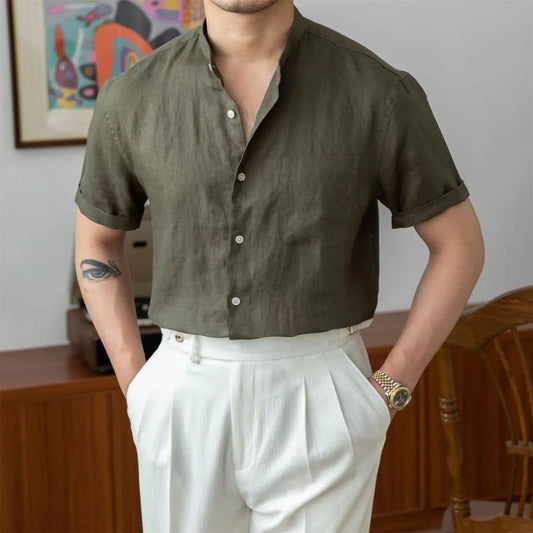 Men's Casual Linen Shirt Relaxed Fit Long Sleeve Top Luxeoutfit