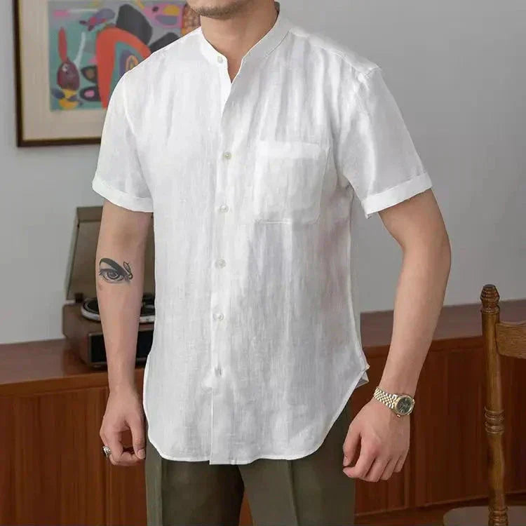 Men's Casual Linen Shirt Relaxed Fit Long Sleeve Top Luxeoutfit