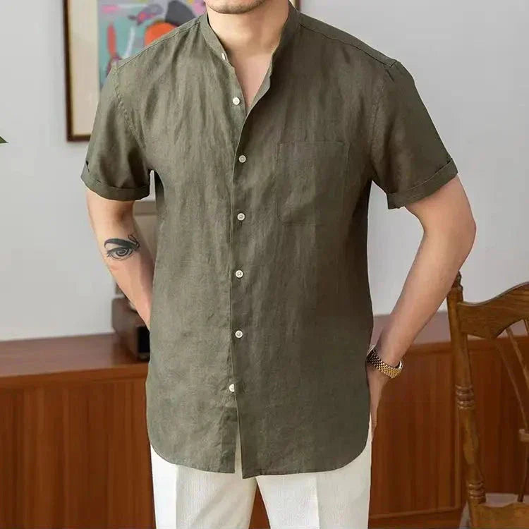 Men's Casual Linen Shirt Relaxed Fit Long Sleeve Top Luxeoutfit