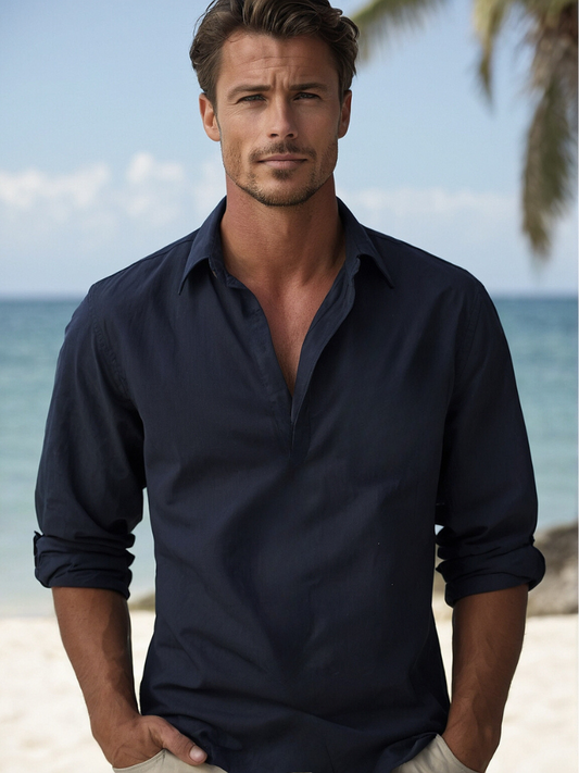 Men's Casual Linen Shirt for Beachwear and Vacation Luxeoutfit