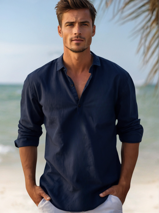 Men's Casual Linen Shirt for Beachwear and Vacation Luxeoutfit