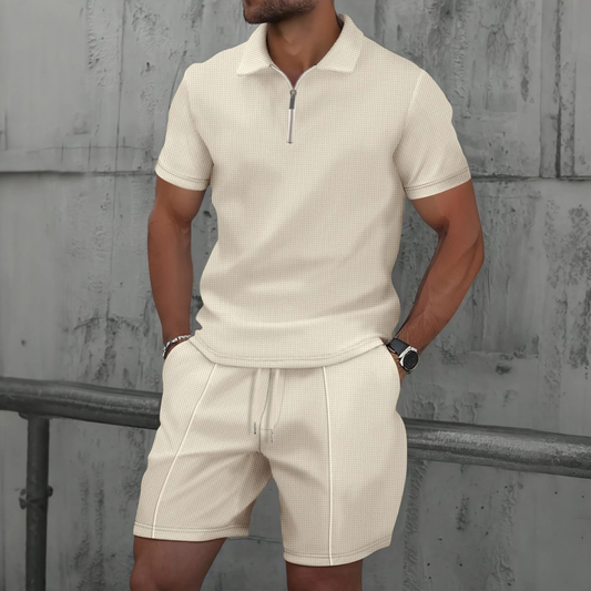 Men's Cotton Co-ord Set with Polo Shirt and Shorts