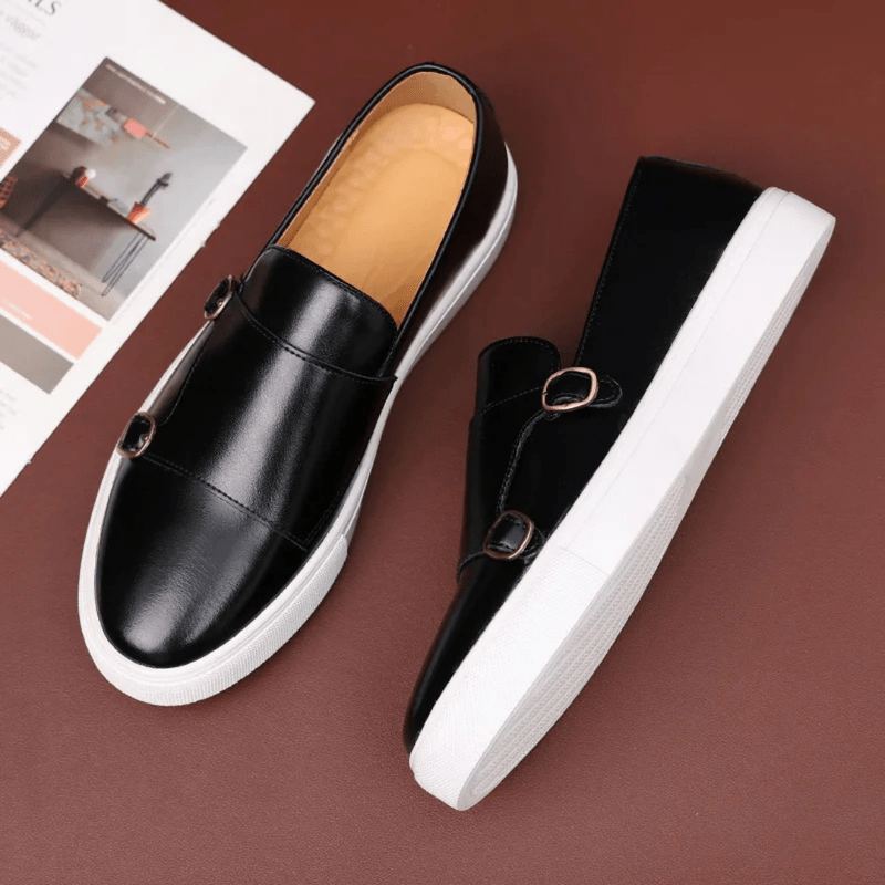 Men's Leather Loafers with Buckle Smart Casual Slip-On Shoes Luxeoutfit