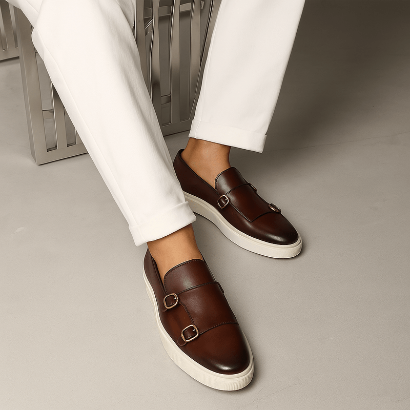 Men's Leather Loafers with Buckle Smart Casual Slip-On Shoes Luxeoutfit