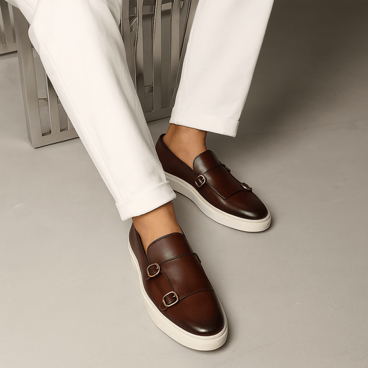 Men's Leather Loafers with Buckle Smart Casual Slip-On Shoes Luxeoutfit