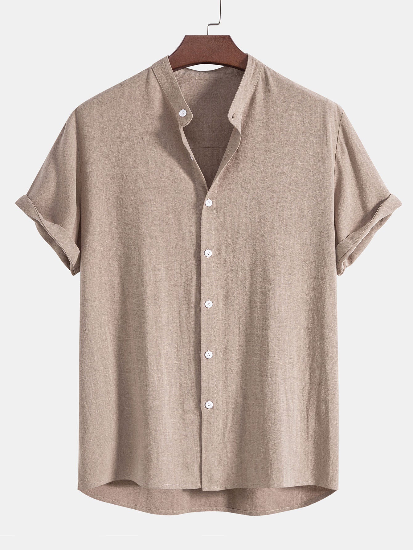 Men's Linen Shirt with Raised Collar for Stylish Comfort Luxeoutfit