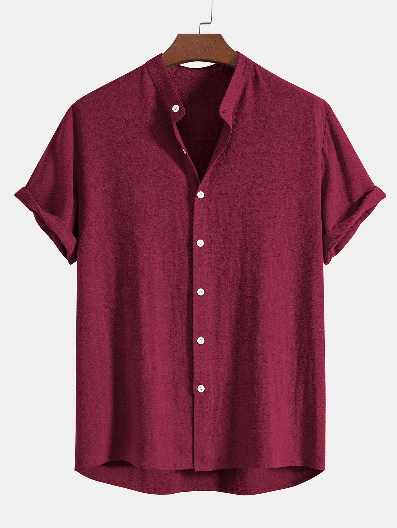 Men's Linen Shirt with Raised Collar for Stylish Comfort Luxeoutfit